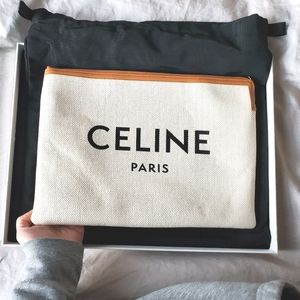 Celine logo pouch in natural